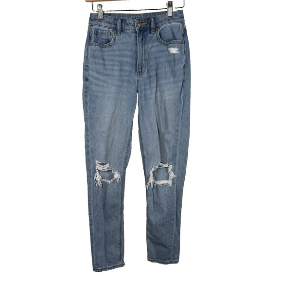 American Eagle Outfitters Denim - American Eagle Ripped Mom Jeans Size 0 NWOT Comfort Stretch Waistband Distressed
